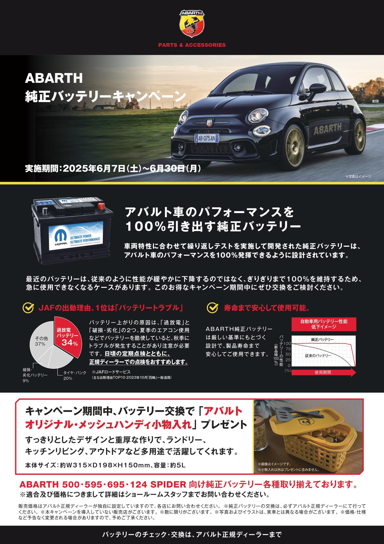 ABARTH　純正バッテリーキャンペーン