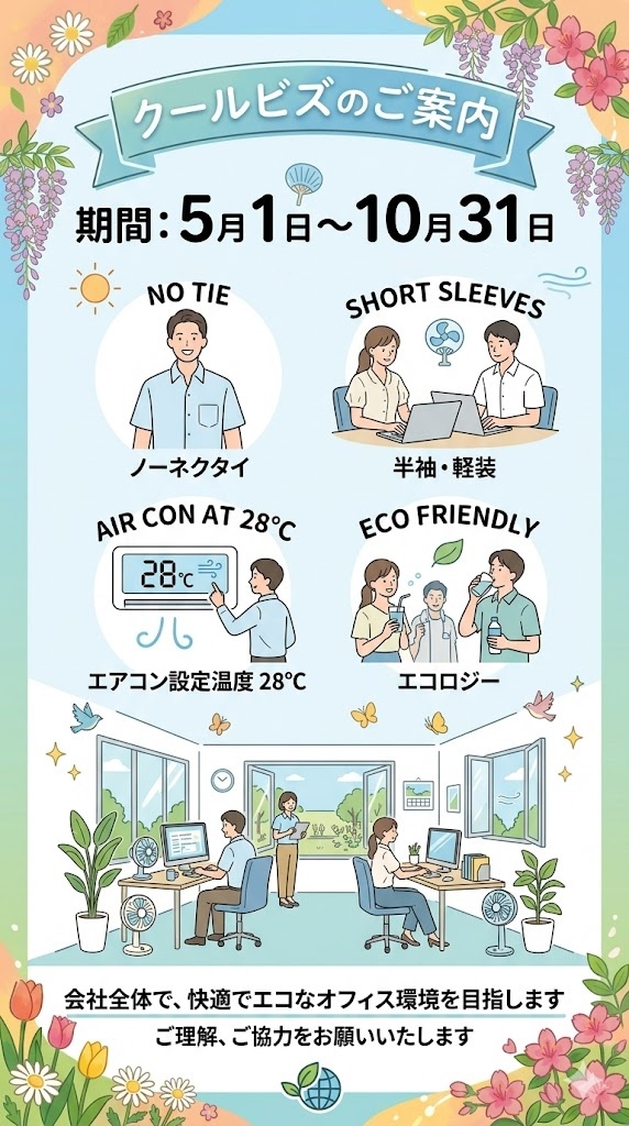 クールビズ実施のお知らせ
